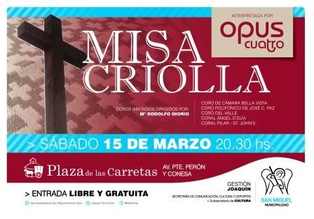 San Miguel se presenta la Misa Criolla interpretada por Opus Cuatro