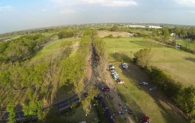 Desde arriba se oberva una de las curvas del nuevo velódromo