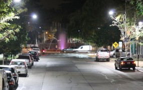 Las nuevas columnas tienen un brazo que apunta a la calle y otro a la vereda