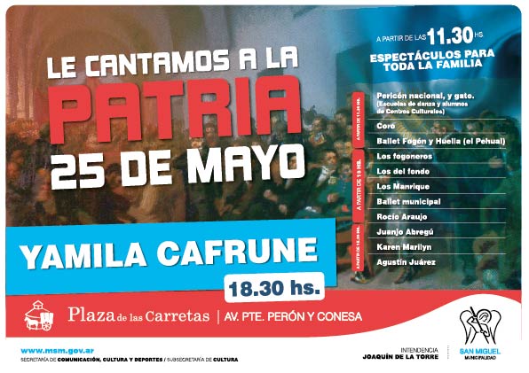 San Miguel recibe el 25 de Mayo con diversos espectáculos culturales