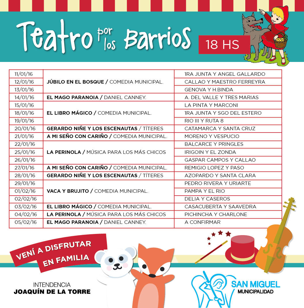 Obras de teatro llegan a todos los barrios en vacaciones