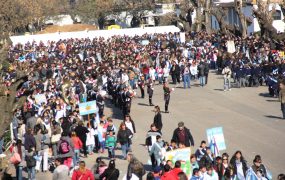 Una vista aérea del acto